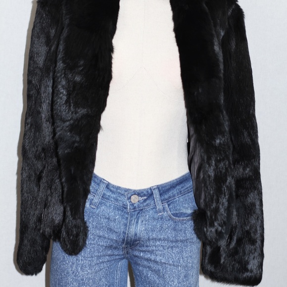 Black Rabbit Fur Coat - Picture 9 of 14